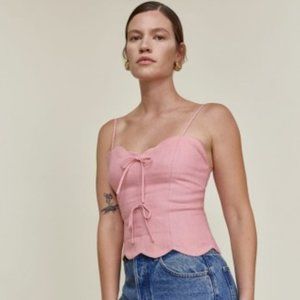 Reformation Pink Linen Top with Spaghetti Straps